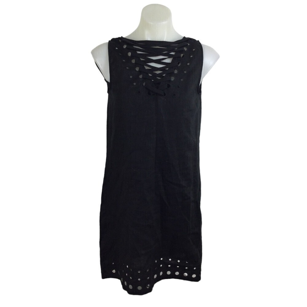 Bailey 44 Womens Playa Blanca Linen Eyelet Shift Dress Black Size 6